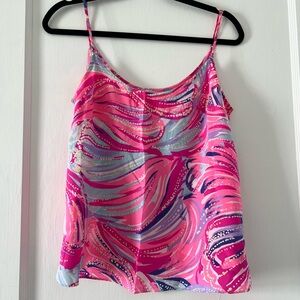 Lilly Pulitzer Pink Silk Spaghetti Strap Top